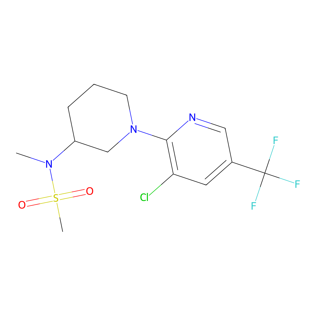 N-{1-[3-chloro-5-(trifluoromethyl)pyridin-2-yl]piperidin-3-yl}-N-methylmethanesulfonamide molecular structure, CAS 2877706-28-8