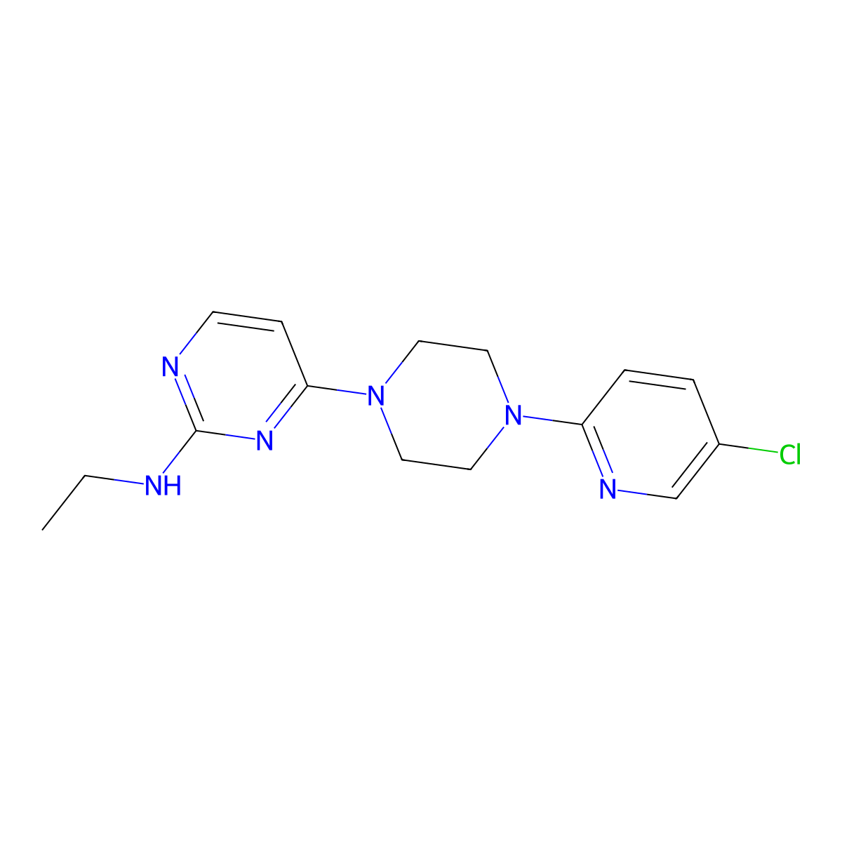 4-[4-(5-chloropyridin-2-yl)piperazin-1-yl]-N-ethylpyrimidin-2-amine molecular structure, CAS 2877706-32-4