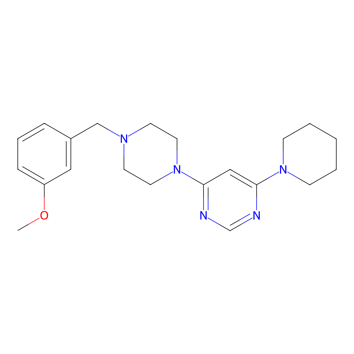 4-{4-[(3-Methoxyphenyl)methyl]piperazin-1-yl}-6-(piperidin-1-yl)pyrimidine molecular structure, CAS 2877706-35-7