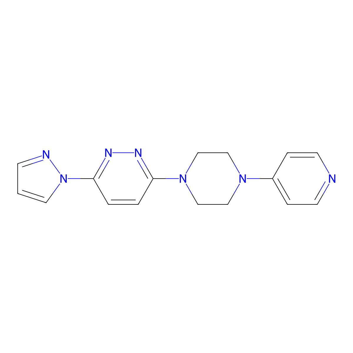 3-(1H-pyrazol-1-yl)-6-[4-(pyridin-4-yl)piperazin-1-yl]pyridazine molecular structure, CAS 2877706-37-9