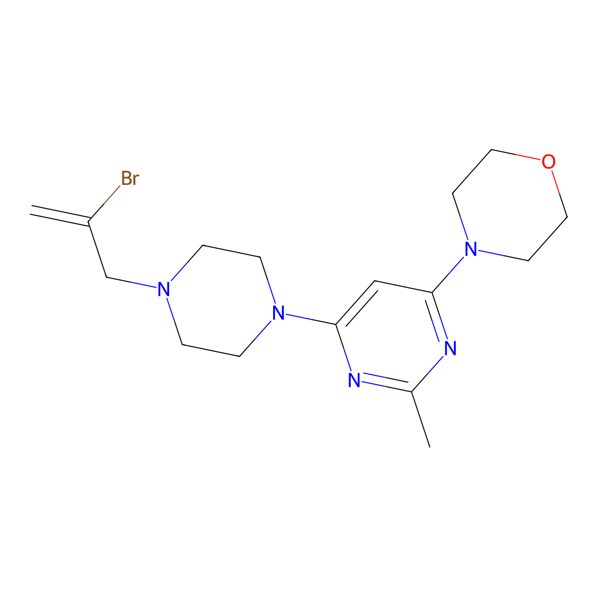 4-{6-[4-(2-Bromoprop-2-en-1-yl)piperazin-1-yl]-2-methylpyrimidin-4-yl}morpholine molecular structure, CAS 2877707-56-5