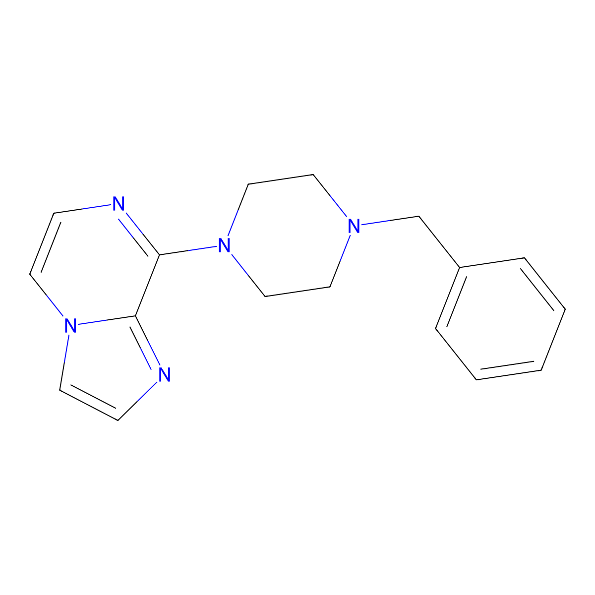1-Benzyl-4-{imidazo[1,2-a]pyrazin-8-yl}piperazine molecular structure, CAS 2877707-57-6