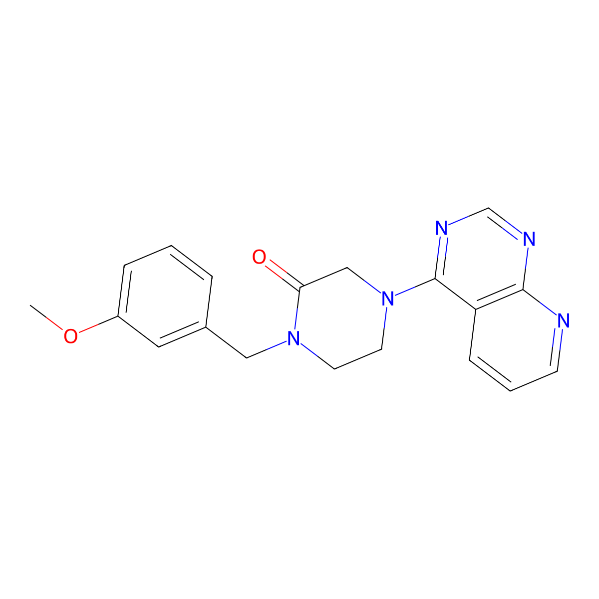 1-[(3-Methoxyphenyl)methyl]-4-{pyrido[2,3-d]pyrimidin-4-yl}piperazin-2-one molecular structure, CAS 2877707-71-4