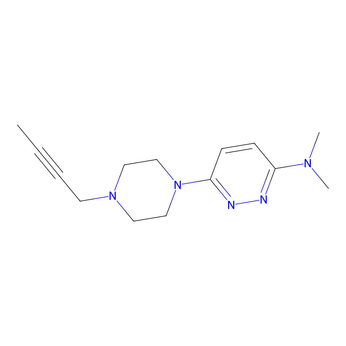 6-[4-(but-2-yn-1-yl)piperazin-1-yl]-N,N-dimethylpyridazin-3-amine molecular structure, CAS 2877707-80-5