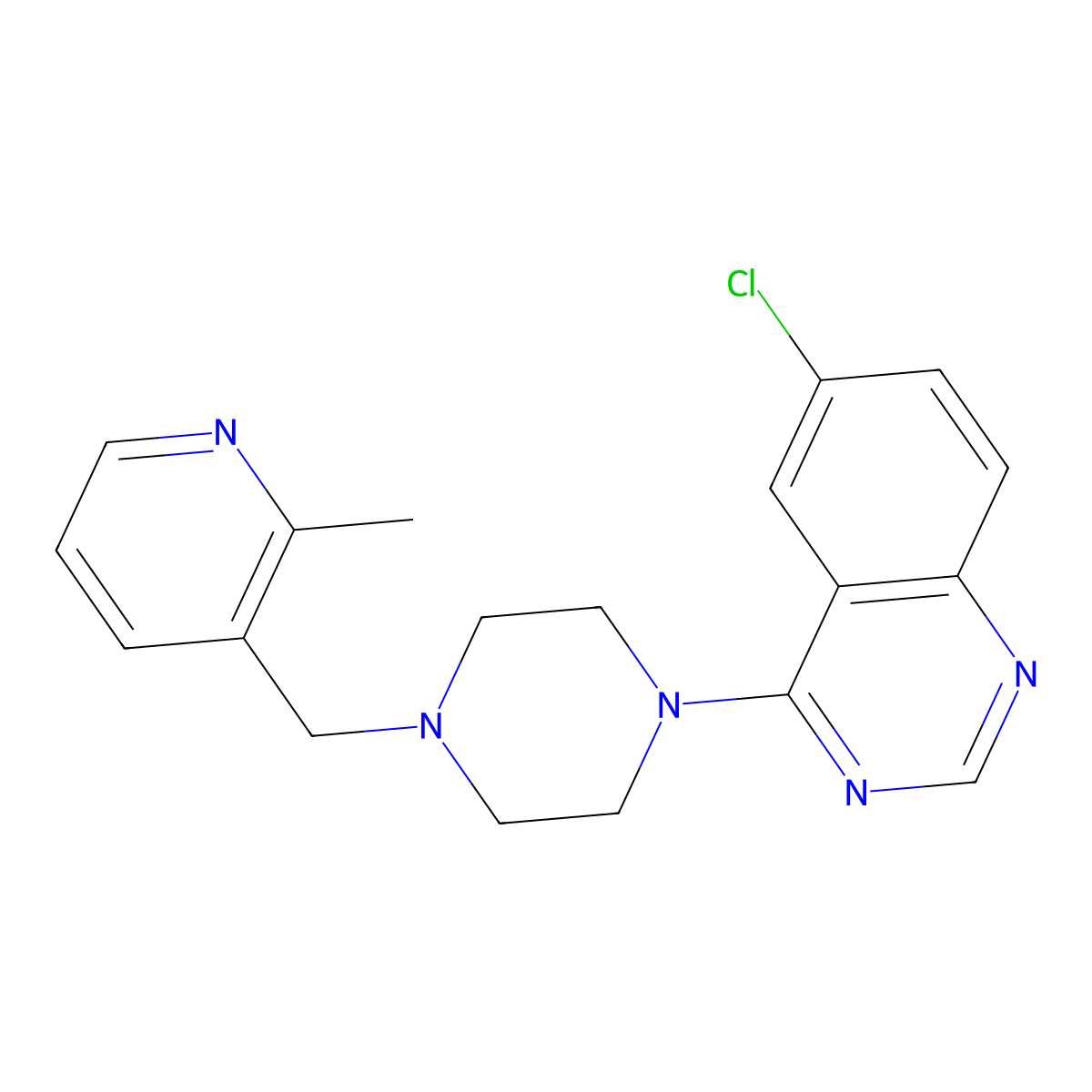 6-Chloro-4-{4-[(2-methylpyridin-3-yl)methyl]piperazin-1-yl}quinazoline molecular structure, CAS 2877707-82-7