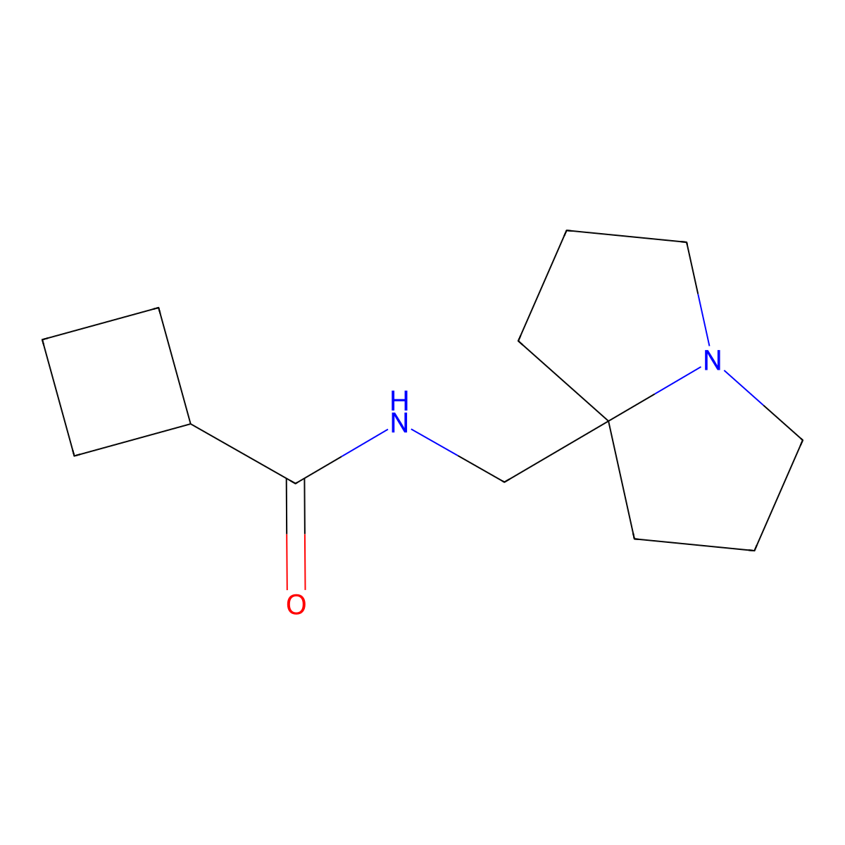 N-[(hexahydro-1H-pyrrolizin-7a-yl)methyl]cyclobutanecarboxamide molecular structure, CAS 2877707-89-4
