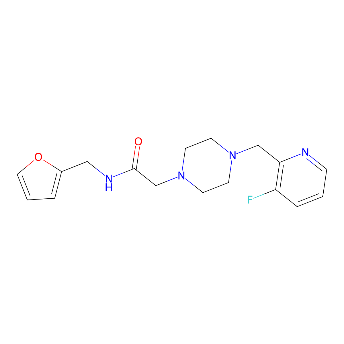 2-{4-[(3-fluoropyridin-2-yl)methyl]piperazin-1-yl}-N-[(furan-2-yl)methyl]acetamide molecular structure, CAS 2877707-91-8