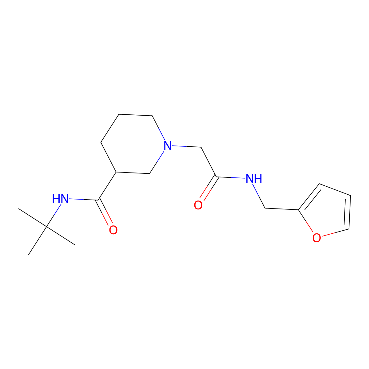 N-tert-butyl-1-({[(furan-2-yl)methyl]carbamoyl}methyl)piperidine-3-carboxamide molecular structure, CAS 2877707-92-9