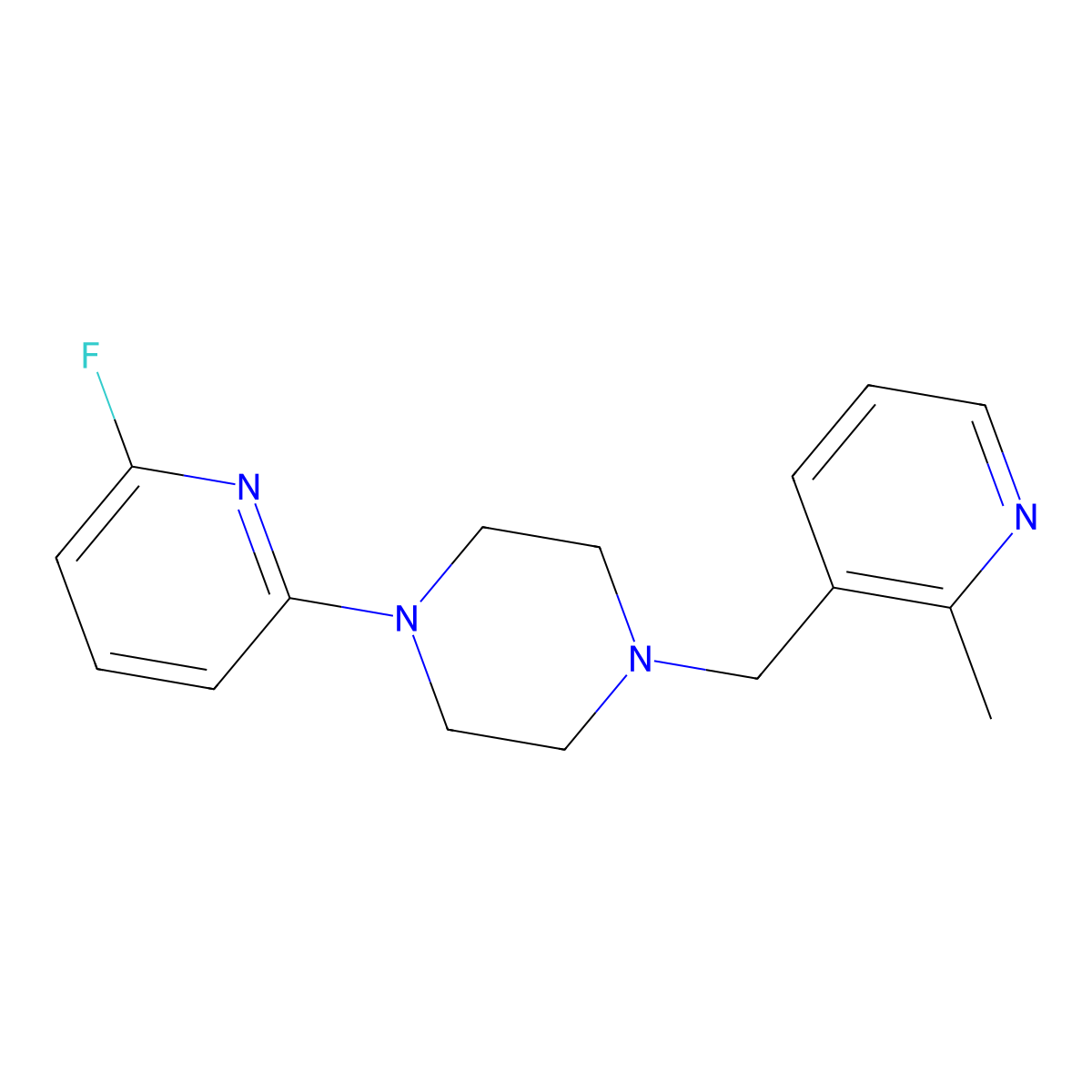 1-(6-Fluoropyridin-2-yl)-4-[(2-methylpyridin-3-yl)methyl]piperazine molecular structure, CAS 2877707-94-1