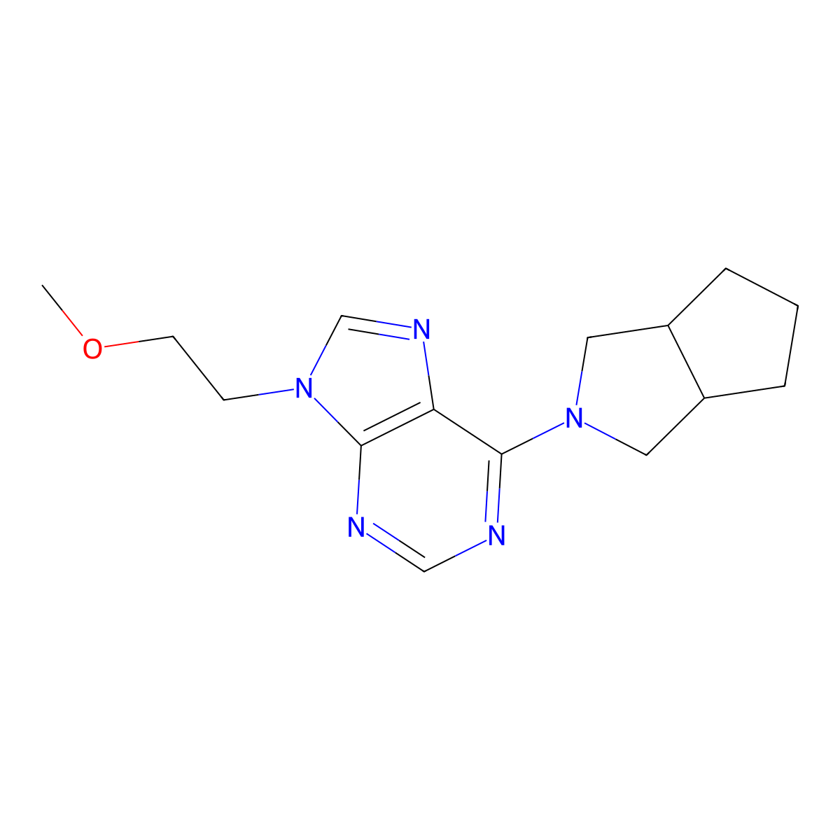 9-(2-methoxyethyl)-6-{octahydrocyclopenta[c]pyrrol-2-yl}-9H-purine molecular structure, CAS 2877708-01-3