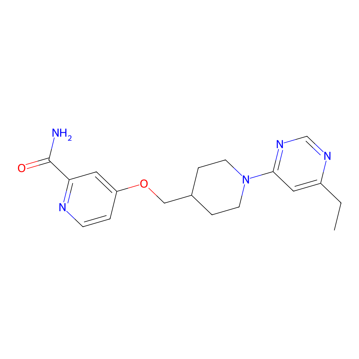4-{[1-(6-Ethylpyrimidin-4-yl)piperidin-4-yl]methoxy}pyridine-2-carboxamide molecular structure, CAS 2877708-02-4