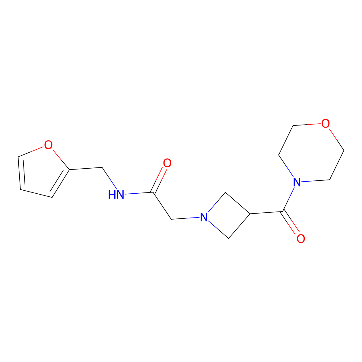 N-[(furan-2-yl)methyl]-2-[3-(morpholine-4-carbonyl)azetidin-1-yl]acetamide molecular structure, CAS 2877708-03-5