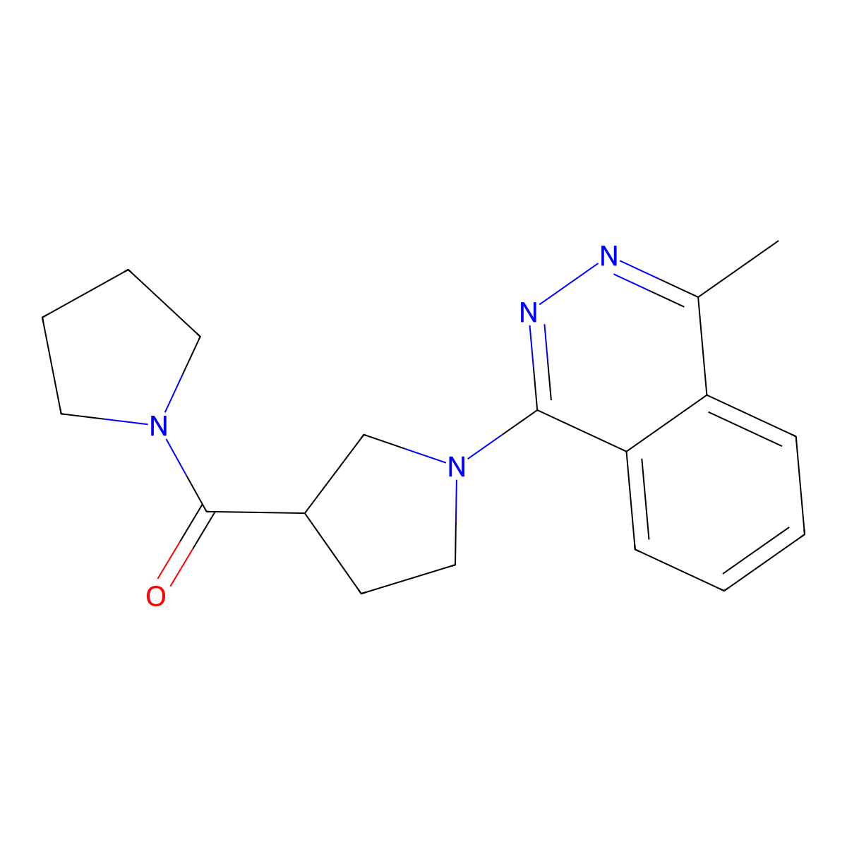 1-Methyl-4-[3-(pyrrolidine-1-carbonyl)pyrrolidin-1-yl]phthalazine molecular structure, CAS 2877708-08-0