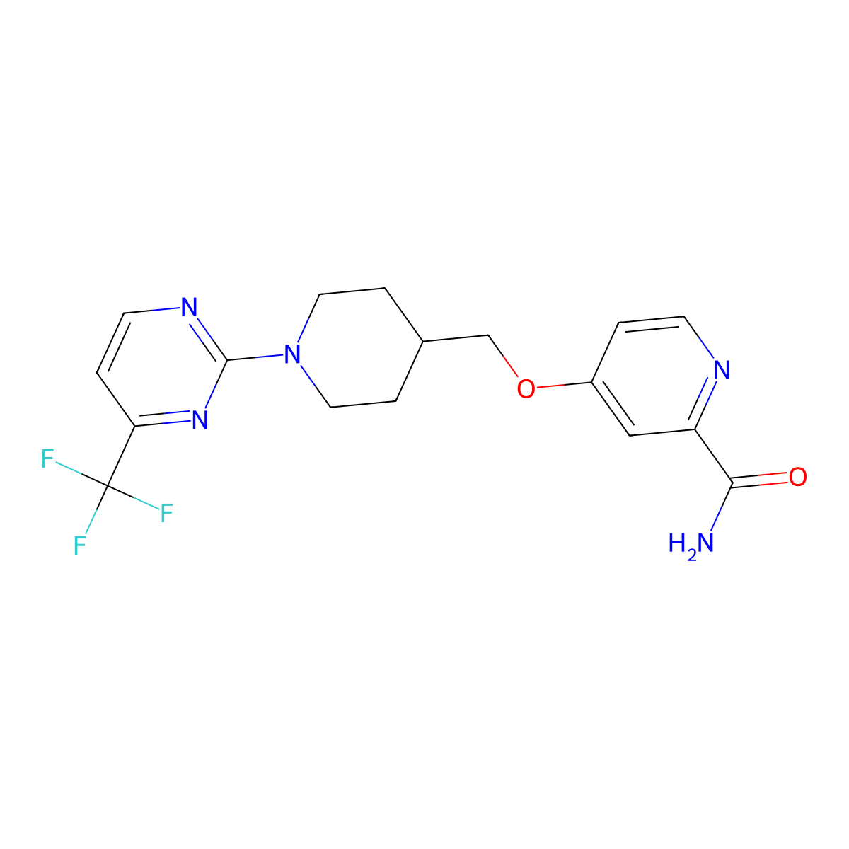 4-({1-[4-(Trifluoromethyl)pyrimidin-2-yl]piperidin-4-yl}methoxy)pyridine-2-carboxamide molecular structure, CAS 2877708-09-1