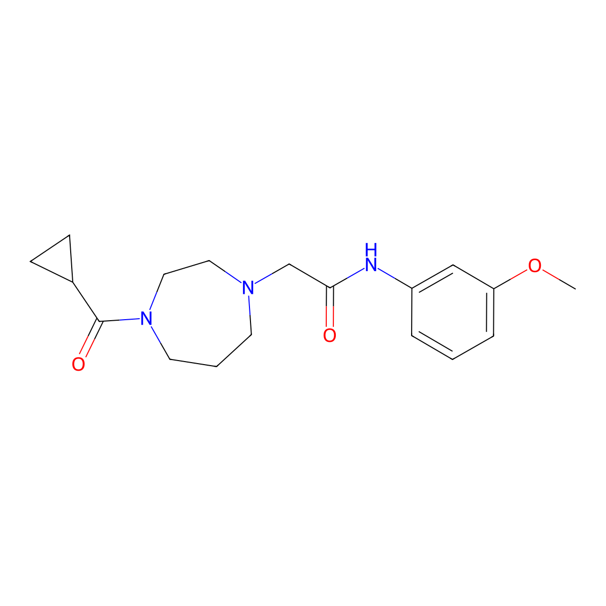 2-(4-cyclopropanecarbonyl-1,4-diazepan-1-yl)-N-(3-methoxyphenyl)acetamide molecular structure, CAS 2877708-10-4