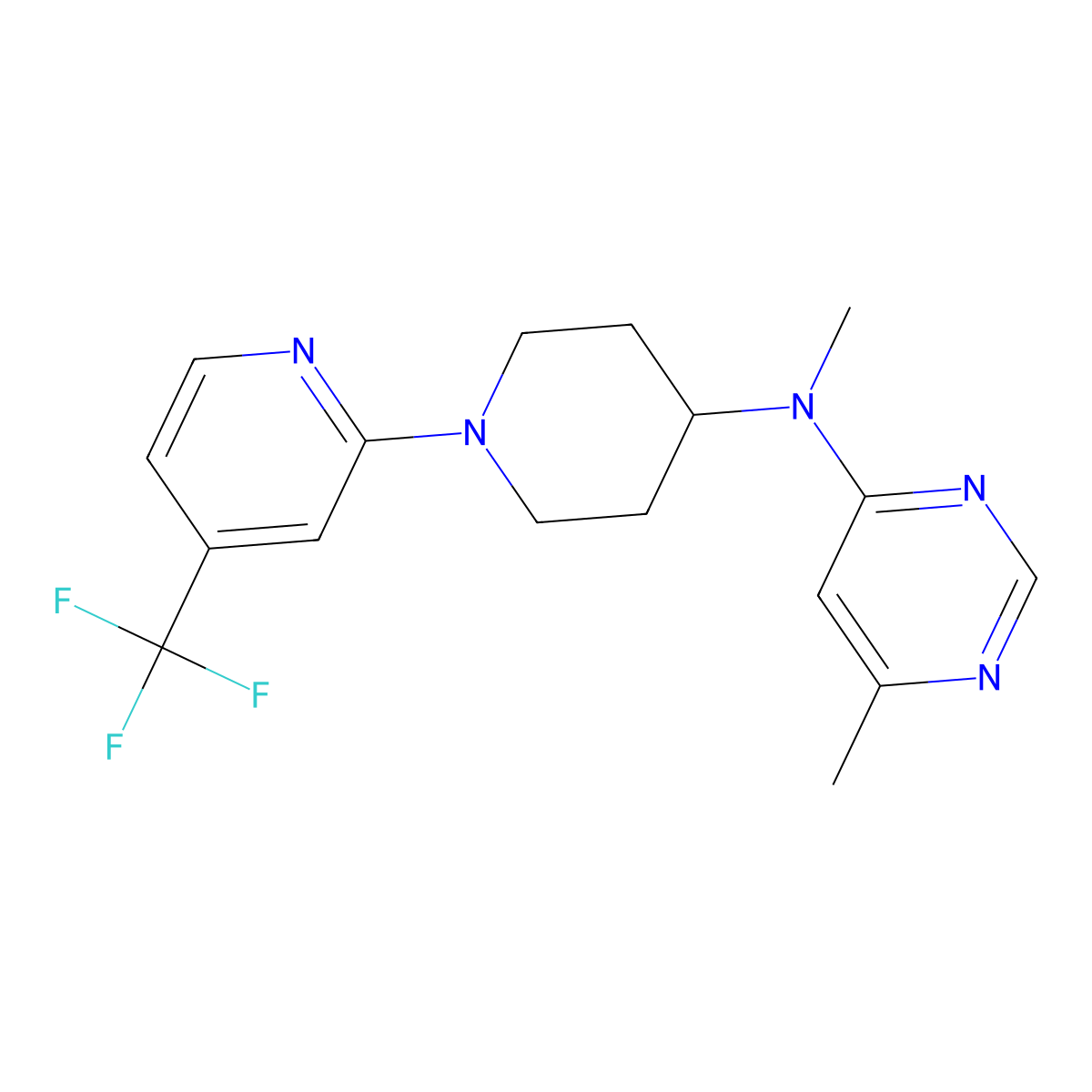N,6-dimethyl-N-{1-[4-(trifluoromethyl)pyridin-2-yl]piperidin-4-yl}pyrimidin-4-amine molecular structure, CAS 2877708-12-6