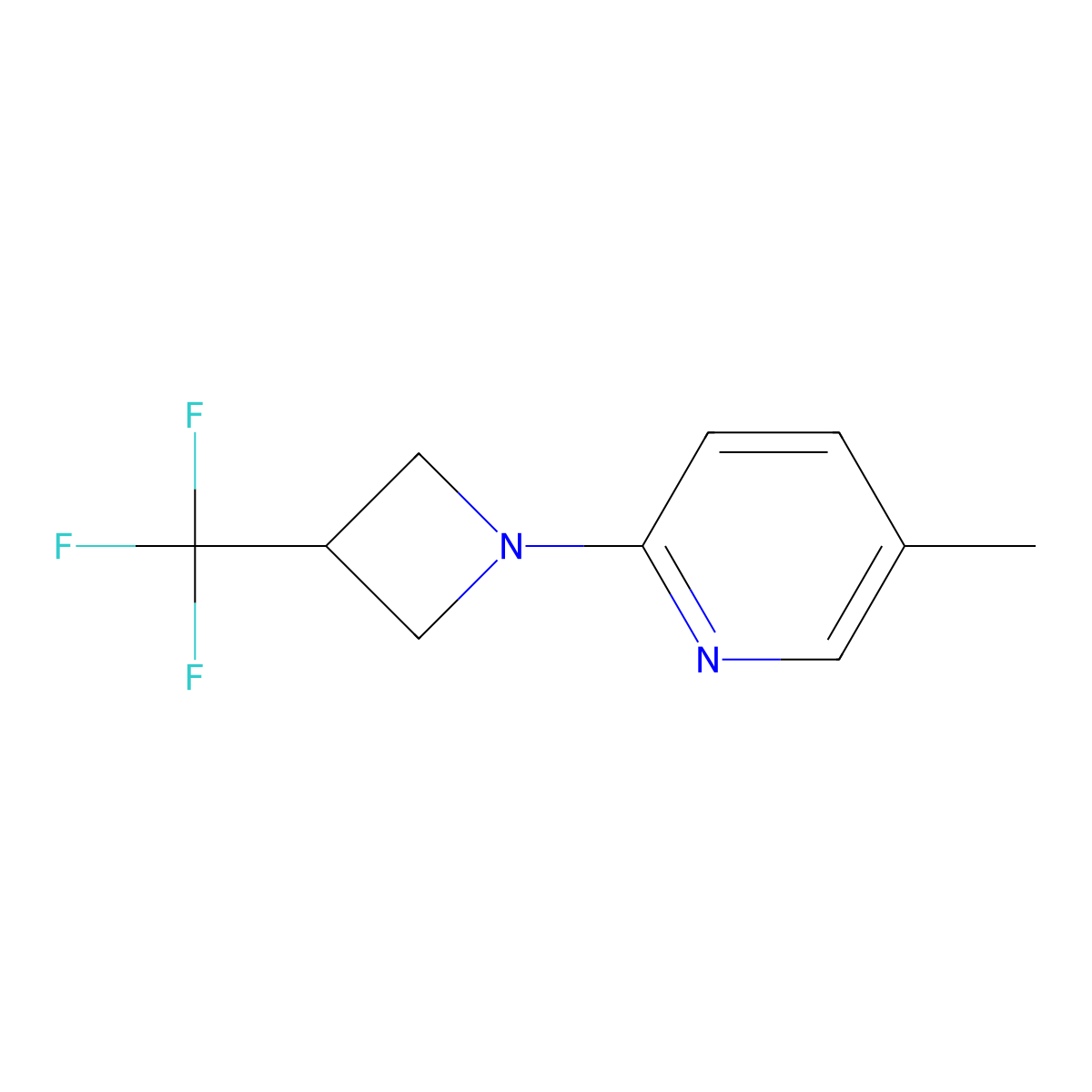 5-Methyl-2-[3-(trifluoromethyl)azetidin-1-yl]pyridine molecular structure, CAS 2877708-13-7