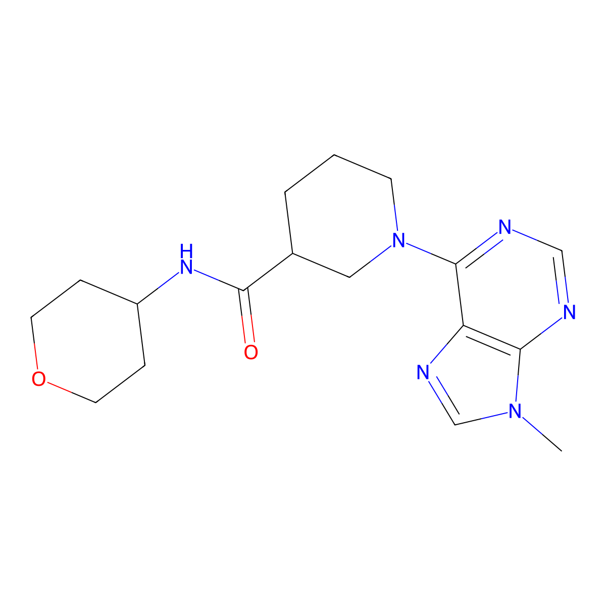 1-(9-methyl-9H-purin-6-yl)-N-(oxan-4-yl)piperidine-3-carboxamide molecular structure, CAS 2877708-15-9