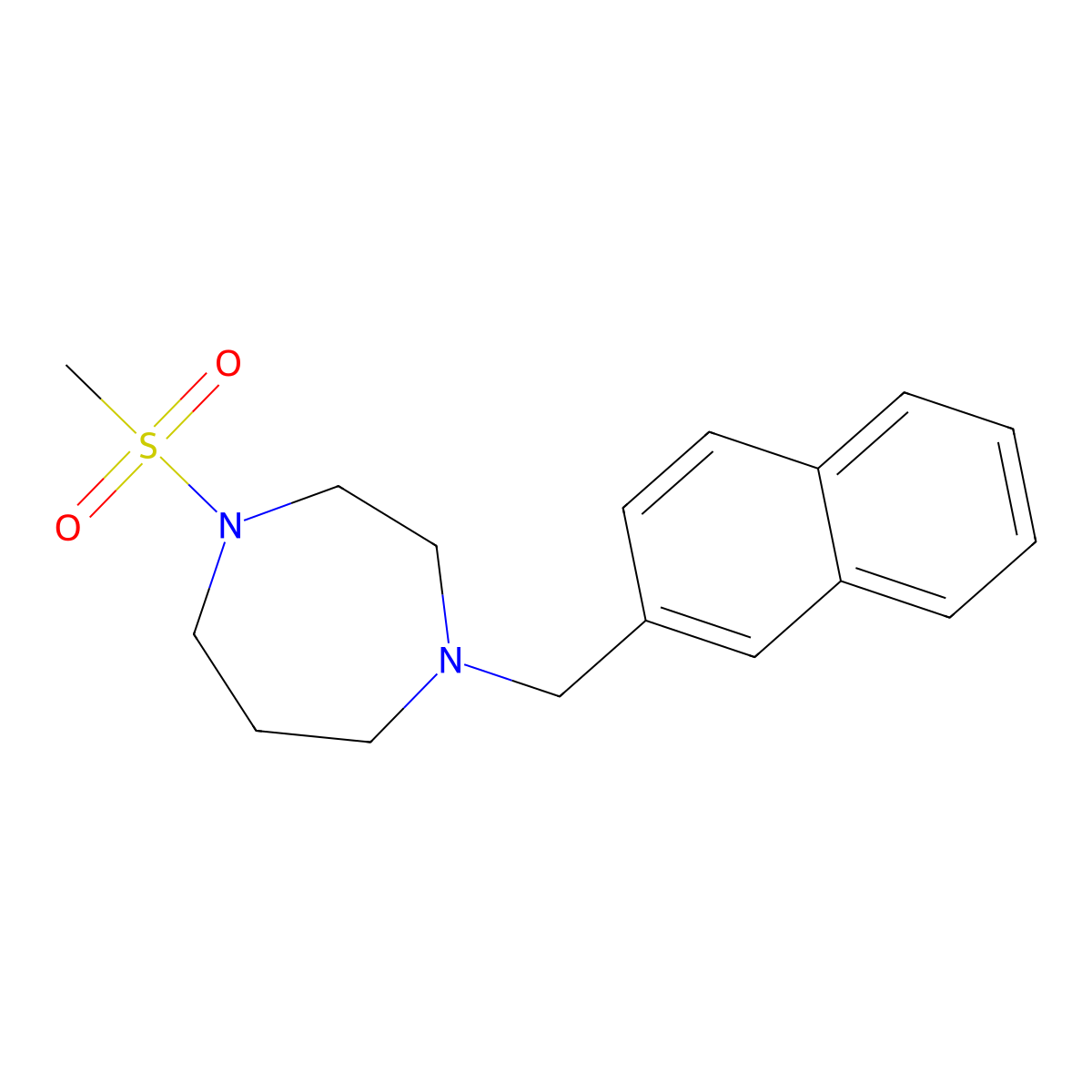 1-Methanesulfonyl-4-[(naphthalen-2-yl)methyl]-1,4-diazepane molecular structure, CAS 2877708-16-0