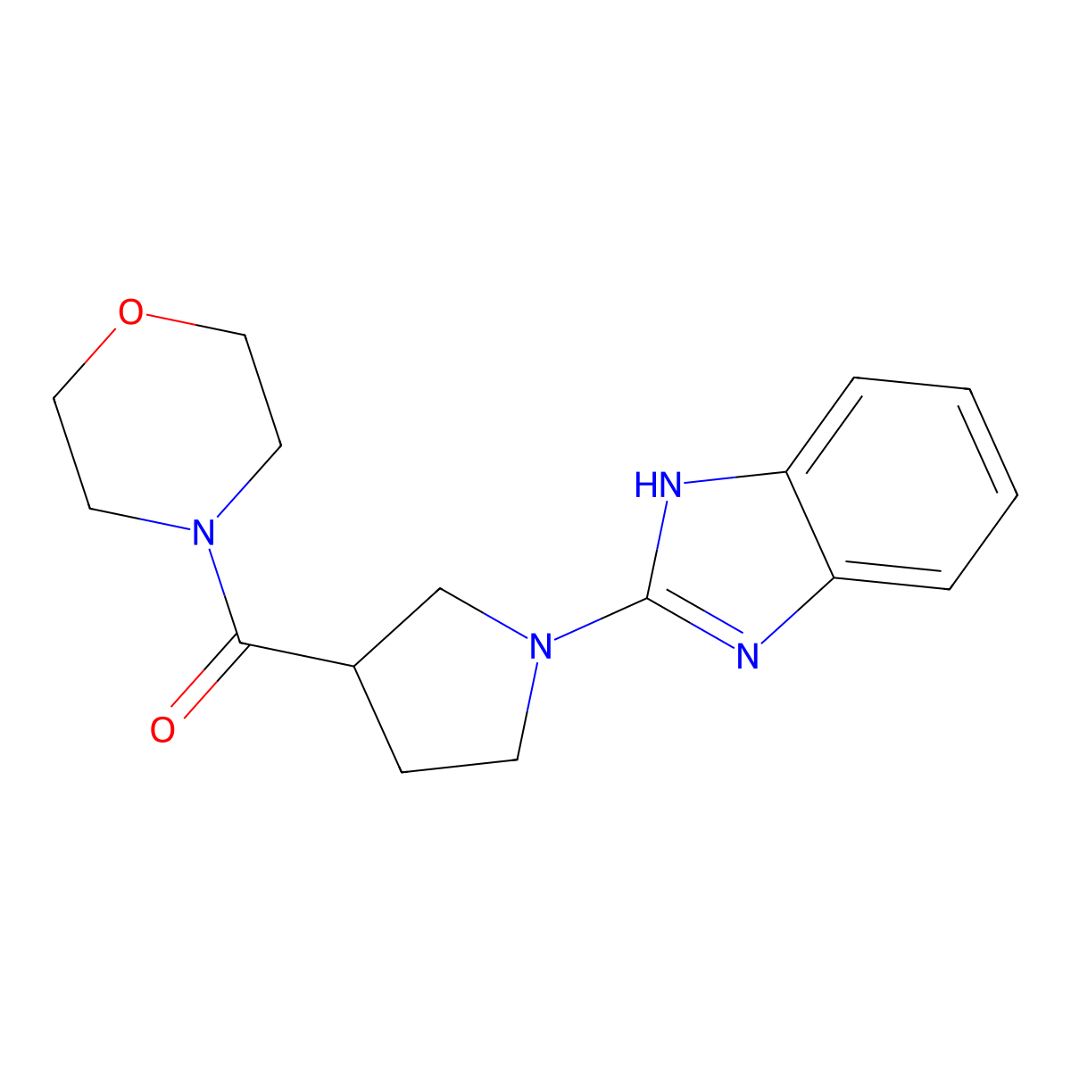 2-[3-(morpholine-4-carbonyl)pyrrolidin-1-yl]-1H-1,3-benzodiazole molecular structure, CAS 2877708-18-2