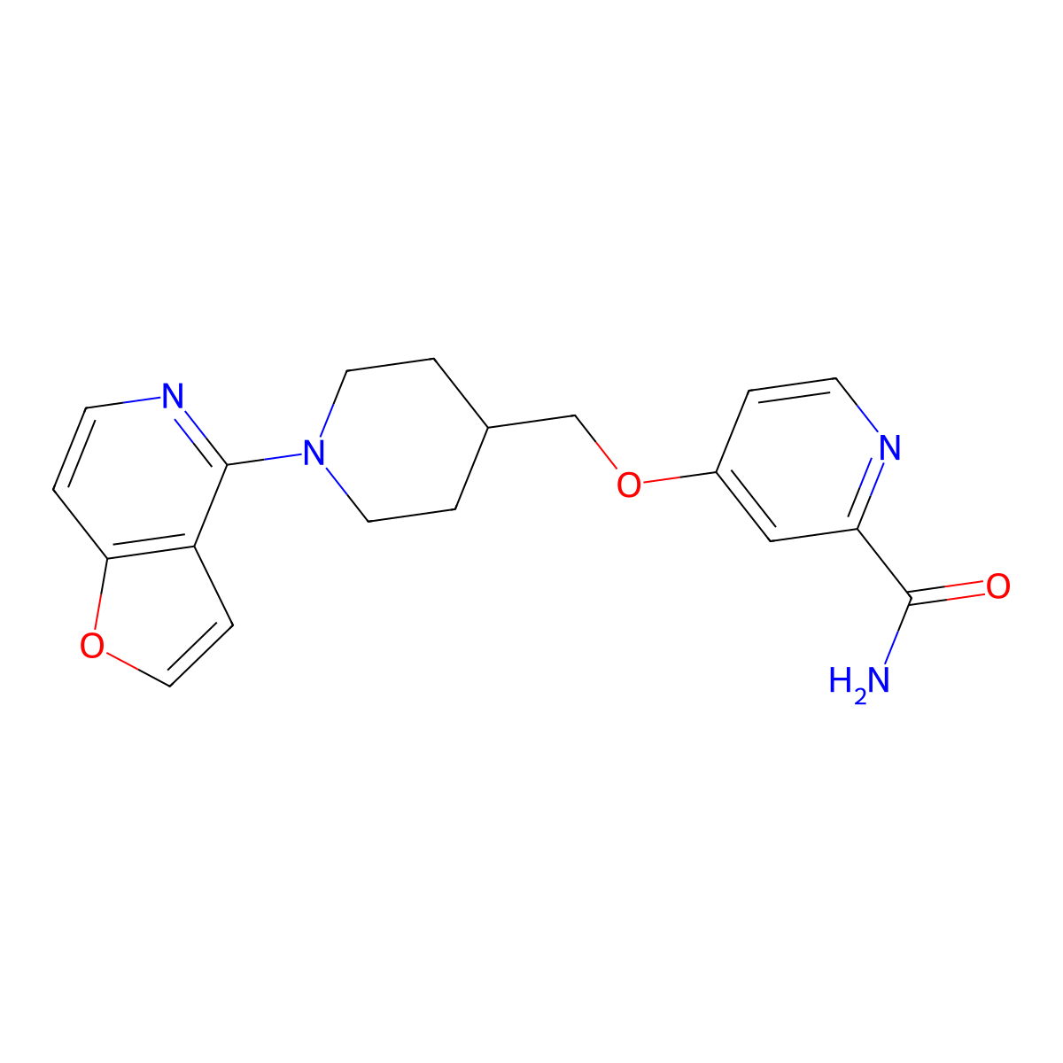 4-[(1-{Furo[3,2-c]pyridin-4-yl}piperidin-4-yl)methoxy]pyridine-2-carboxamide molecular structure, CAS 2877708-21-7