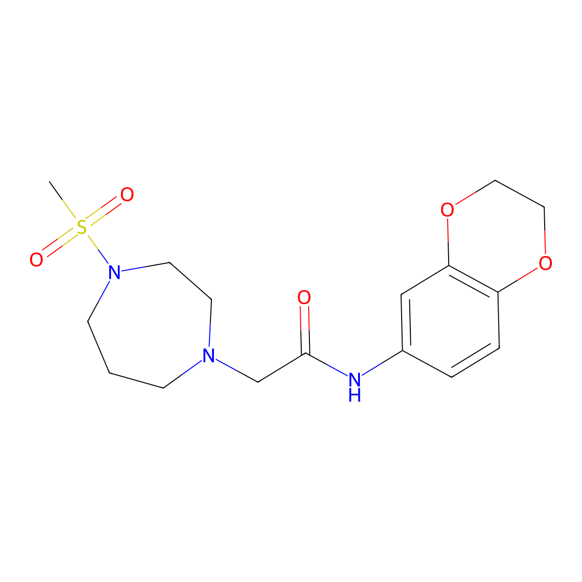 N-(2,3-dihydro-1,4-benzodioxin-6-yl)-2-(4-methanesulfonyl-1,4-diazepan-1-yl)acetamide molecular structure, CAS 2877708-23-9