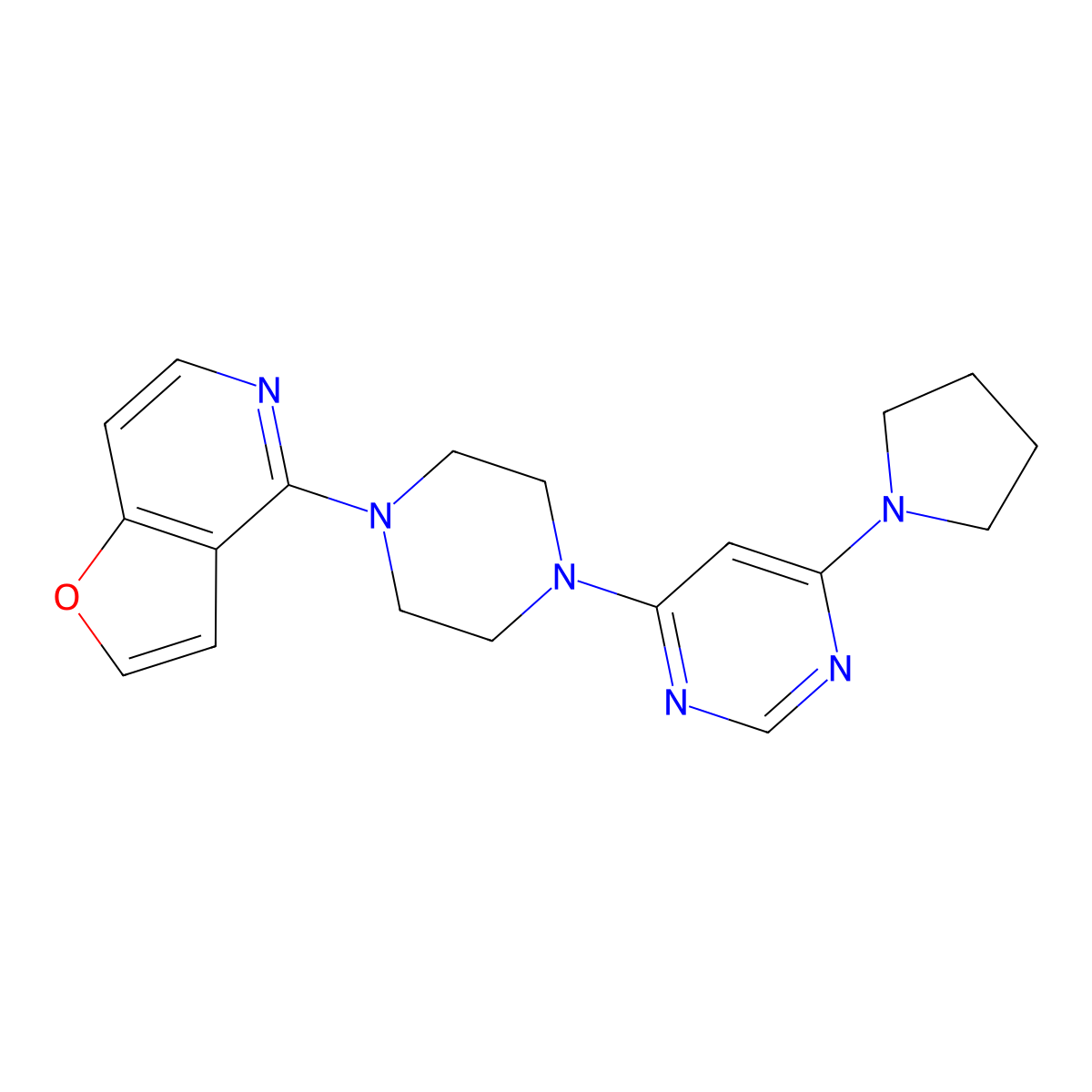 4-(4-{Furo[3,2-c]pyridin-4-yl}piperazin-1-yl)-6-(pyrrolidin-1-yl)pyrimidine molecular structure, CAS 2877708-36-4
