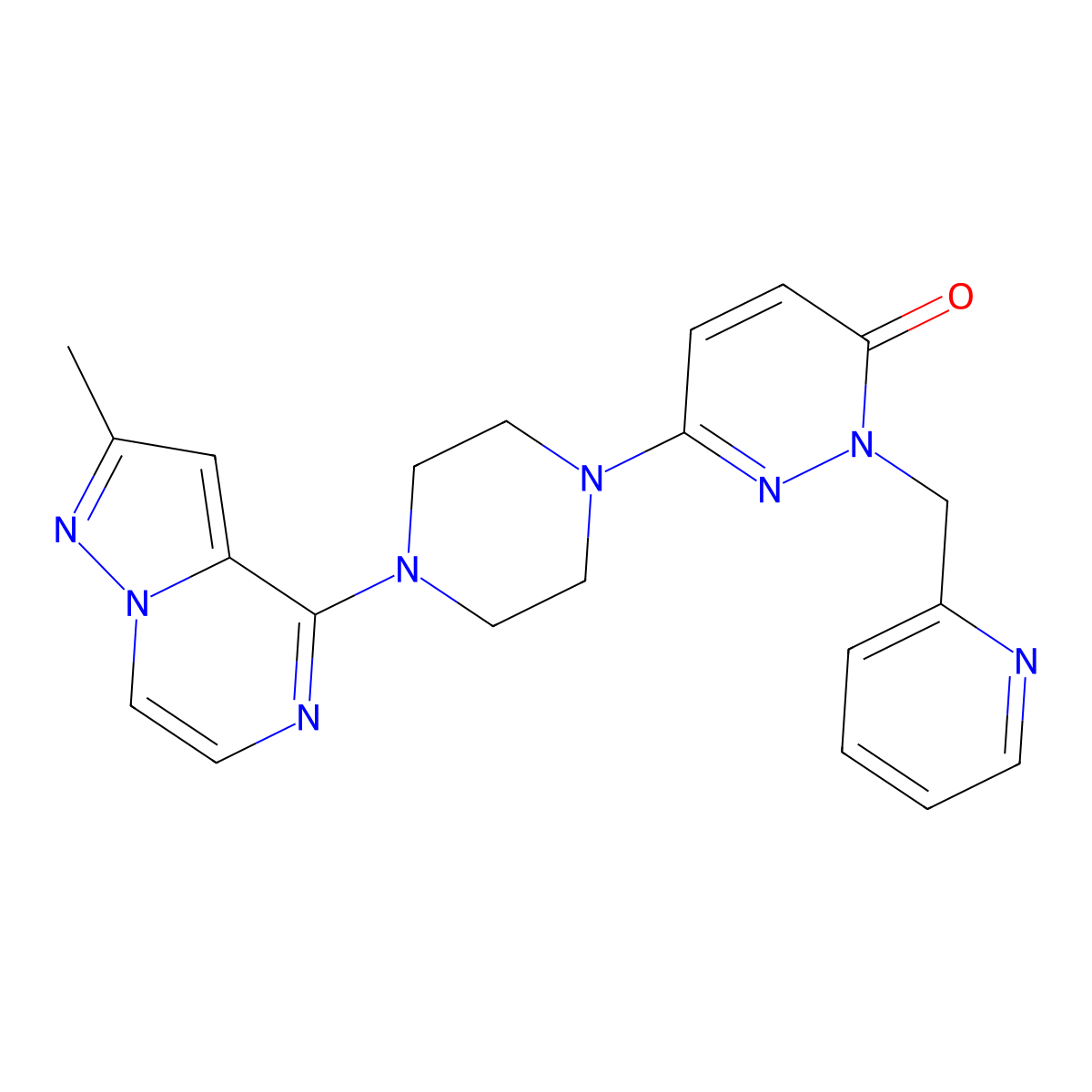 6-(4-{2-Methylpyrazolo[1,5-a]pyrazin-4-yl}piperazin-1-yl)-2-[(pyridin-2-yl)methyl]-2,3-dihydropyridazin-3-one molecular structure, CAS 2877708-46-6
