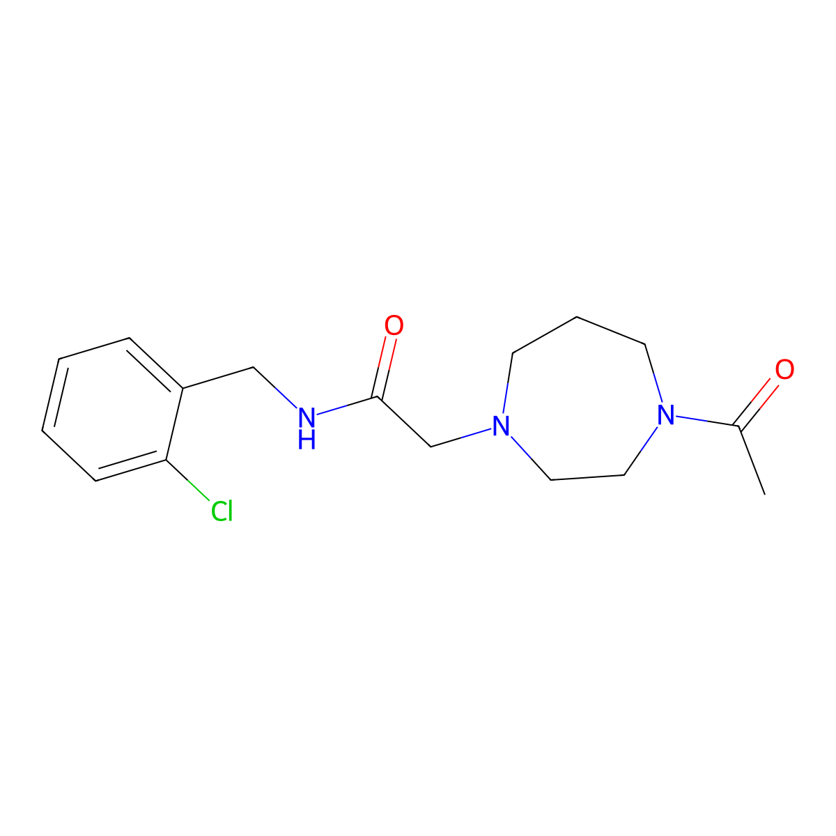 2-(4-acetyl-1,4-diazepan-1-yl)-N-[(2-chlorophenyl)methyl]acetamide molecular structure, CAS 2877708-60-4