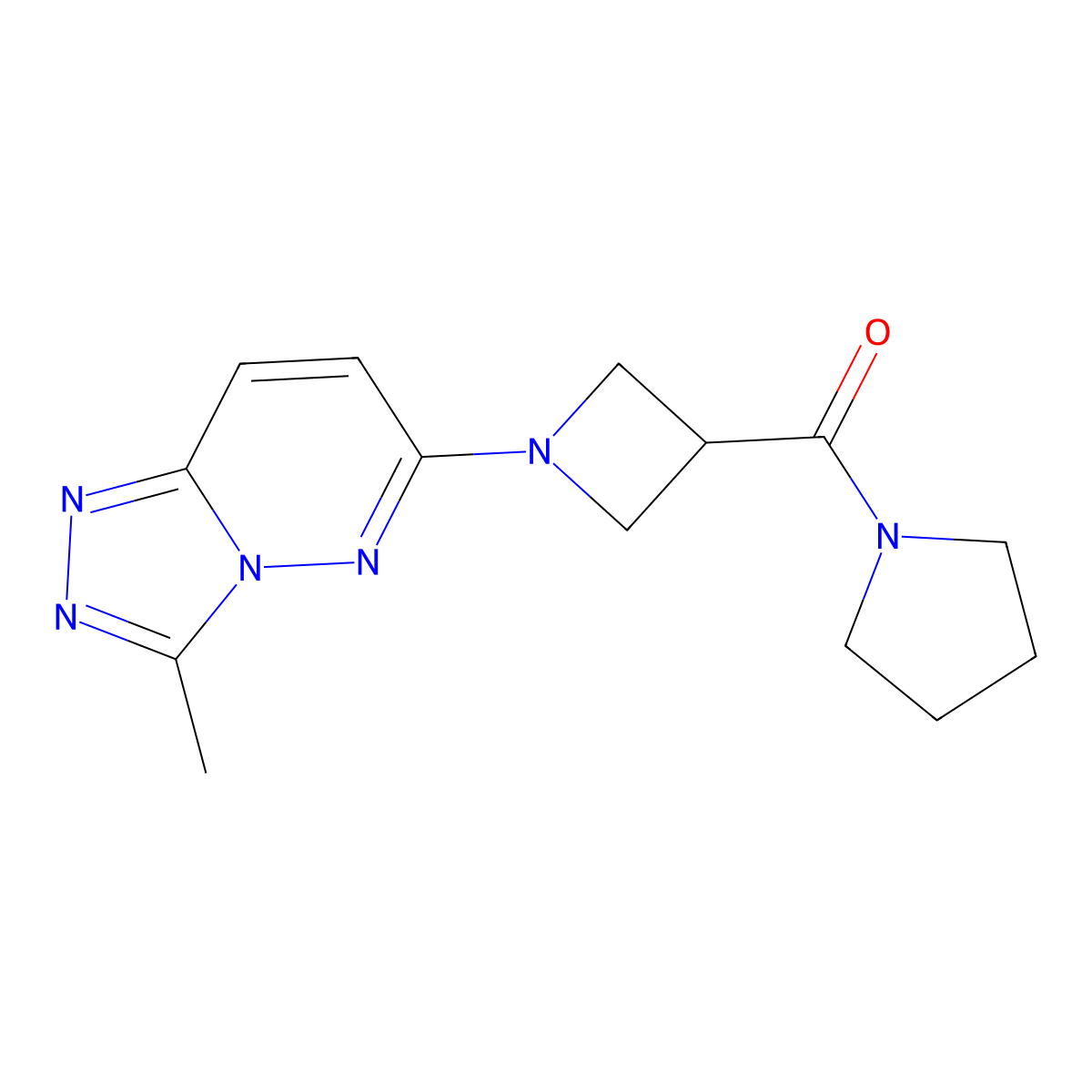 1-(1-{3-Methyl-[1,2,4]triazolo[4,3-b]pyridazin-6-yl}azetidine-3-carbonyl)pyrrolidine molecular structure, CAS 2877708-68-2