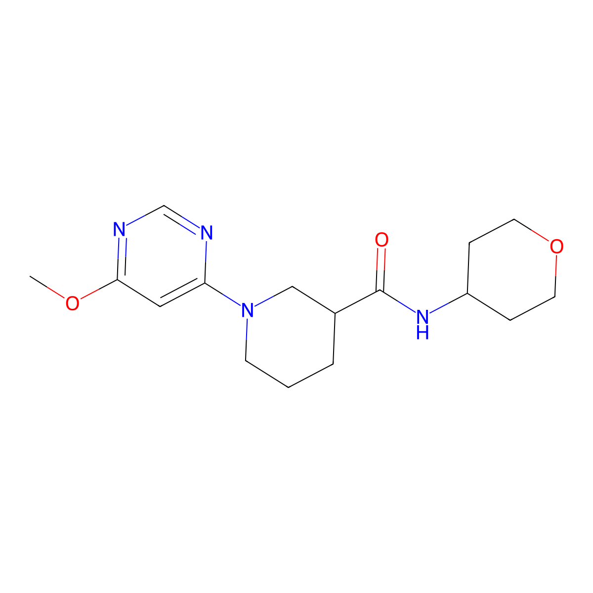 1-(6-methoxypyrimidin-4-yl)-N-(oxan-4-yl)piperidine-3-carboxamide molecular structure, CAS 2877708-69-3