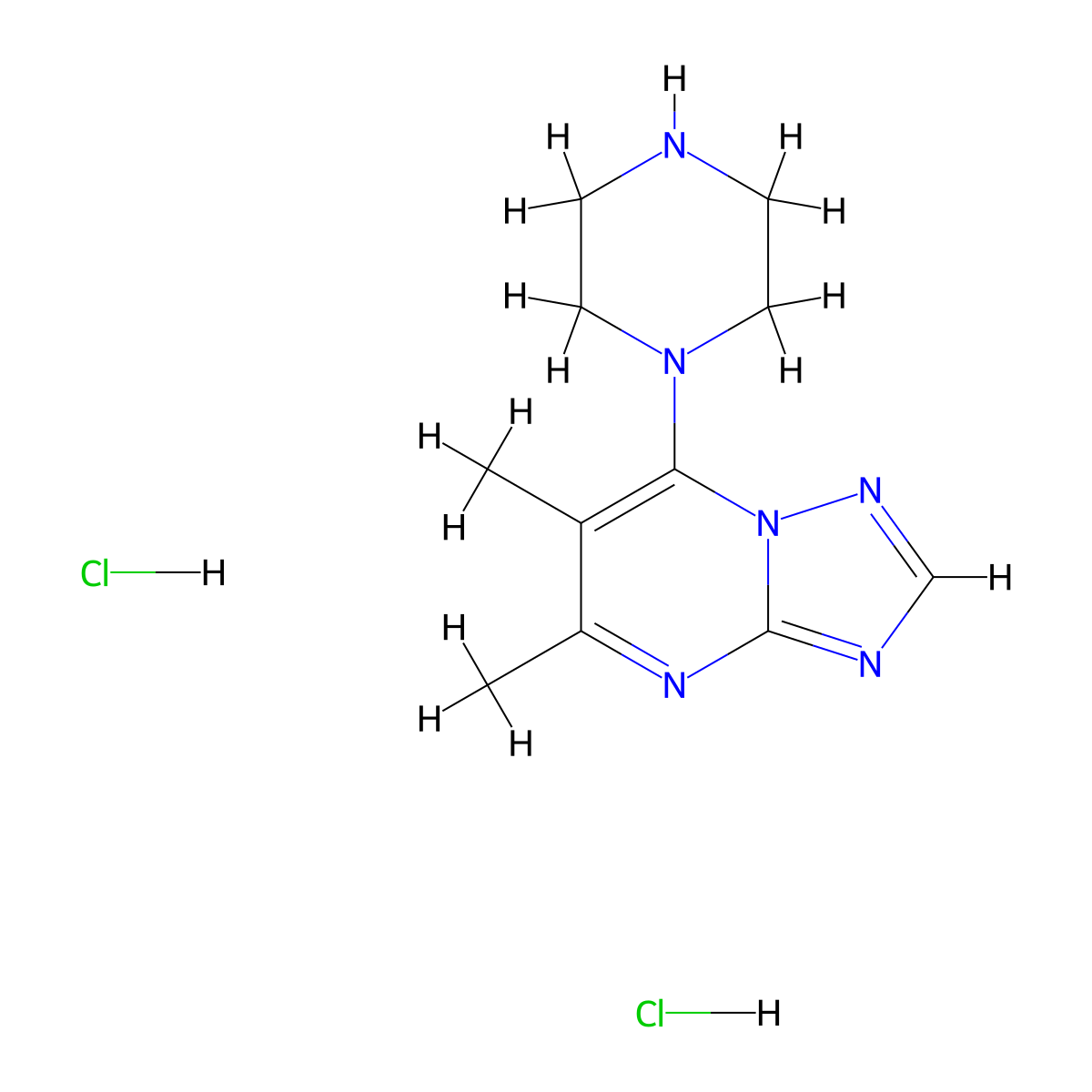 1-{5,6-Dimethyl-[1,2,4]triazolo[1,5-a]pyrimidin-7-yl}piperazine dihydrochloride molecular structure, CAS 2877708-75-1