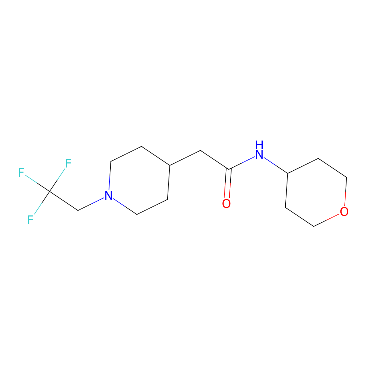 N-(oxan-4-yl)-2-[1-(2,2,2-trifluoroethyl)piperidin-4-yl]acetamide molecular structure, CAS 2877708-77-3