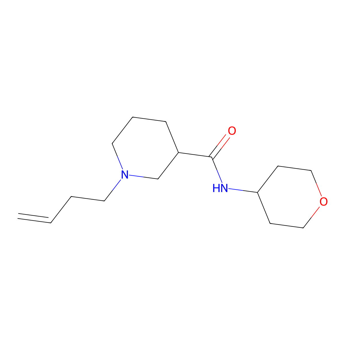 1-(but-3-en-1-yl)-N-(oxan-4-yl)piperidine-3-carboxamide molecular structure, CAS 2877708-82-0