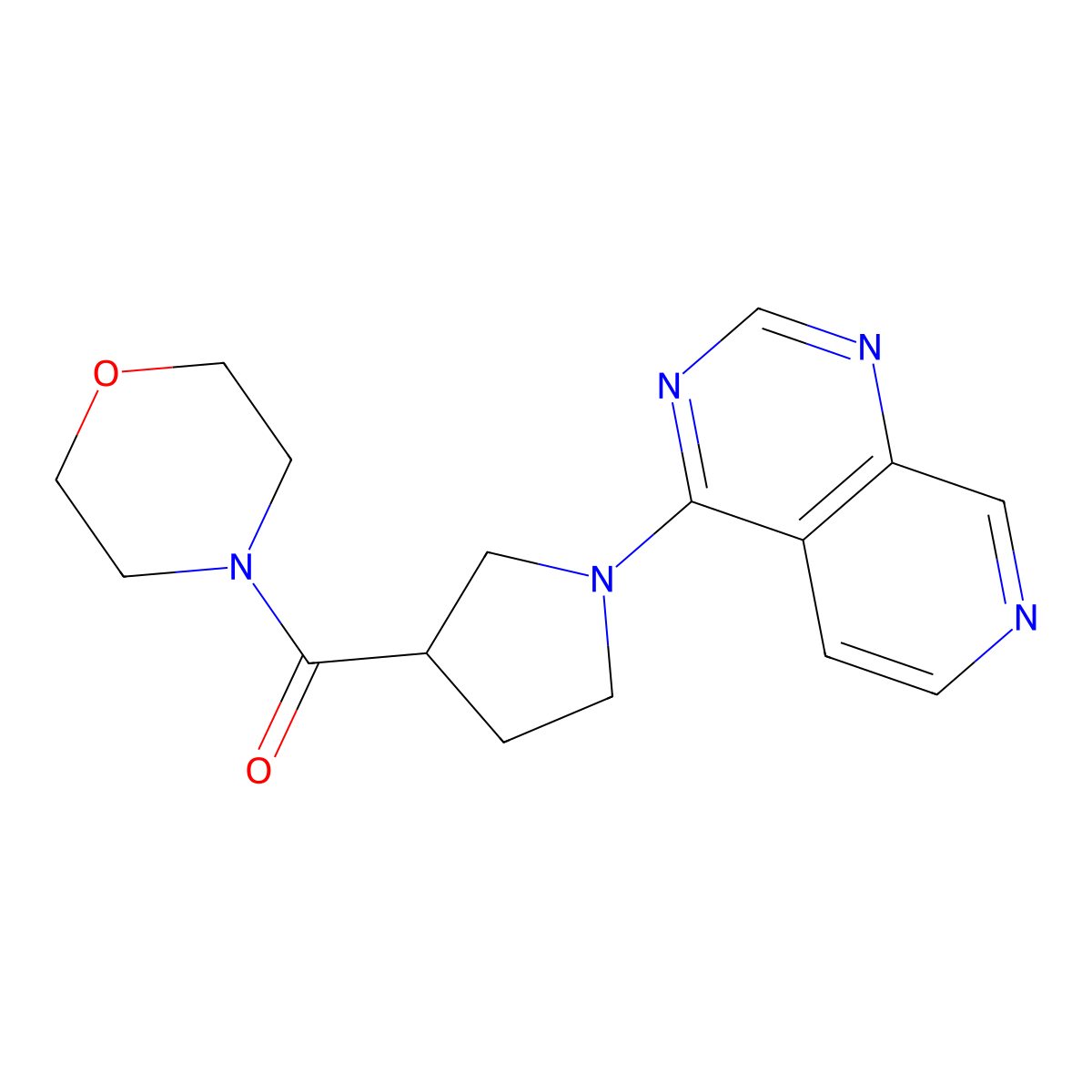 4-(1-{Pyrido[3,4-d]pyrimidin-4-yl}pyrrolidine-3-carbonyl)morpholine molecular structure, CAS 2877708-84-2