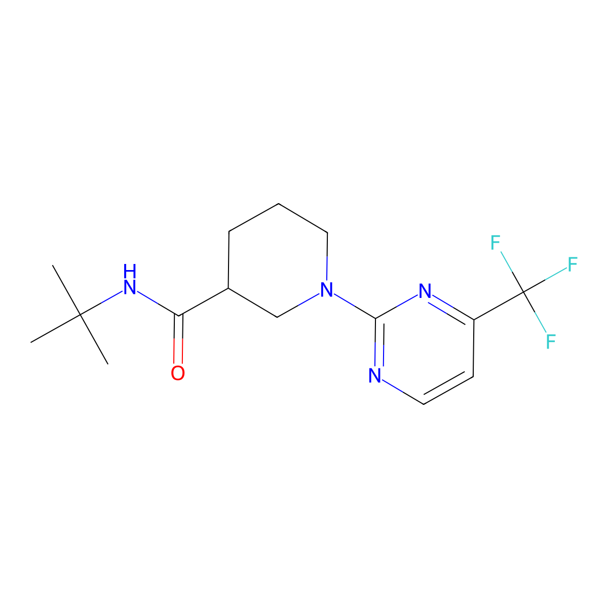 N-tert-butyl-1-[4-(trifluoromethyl)pyrimidin-2-yl]piperidine-3-carboxamide molecular structure, CAS 2877708-85-3