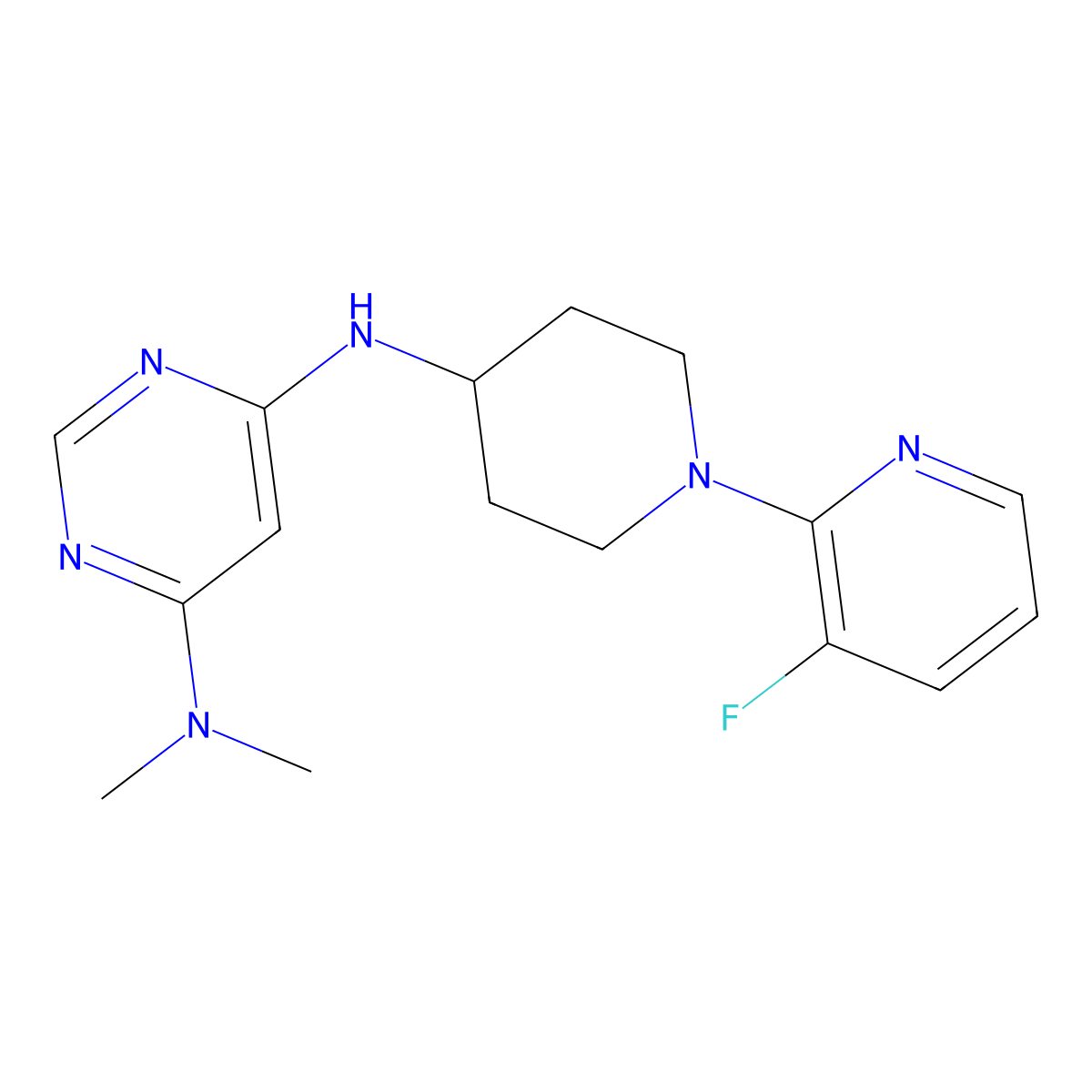 N6-[1-(3-fluoropyridin-2-yl)piperidin-4-yl]-N4,N4-dimethylpyrimidine-4,6-diamine molecular structure, CAS 2877708-90-0