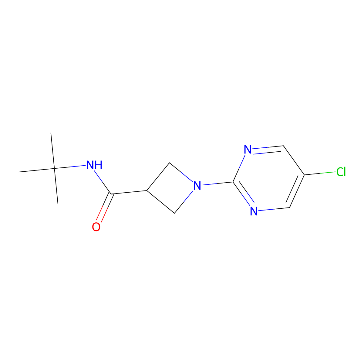 N-tert-butyl-1-(5-chloropyrimidin-2-yl)azetidine-3-carboxamide molecular structure, CAS 2877708-93-3