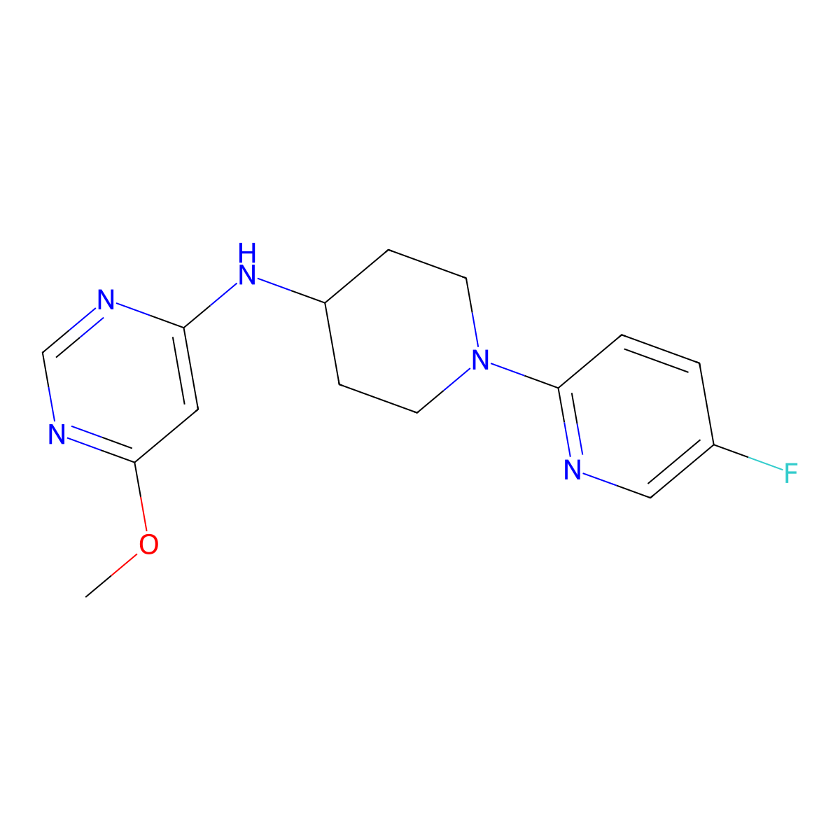 N-[1-(5-fluoropyridin-2-yl)piperidin-4-yl]-6-methoxypyrimidin-4-amine molecular structure, CAS 2877708-94-4
