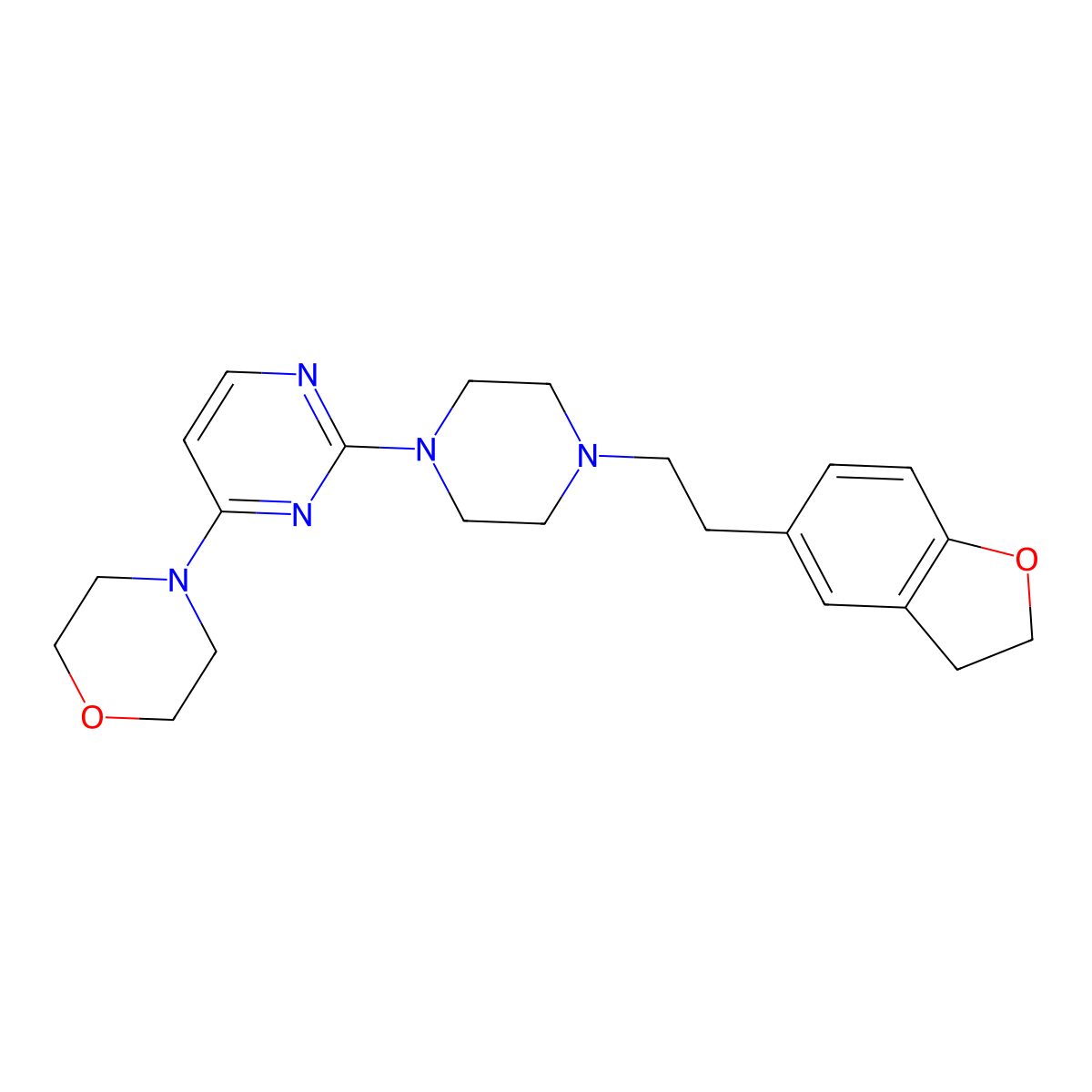 4-(2-{4-[2-(2,3-Dihydro-1-benzofuran-5-yl)ethyl]piperazin-1-yl}pyrimidin-4-yl)morpholine molecular structure, CAS 2877708-97-7