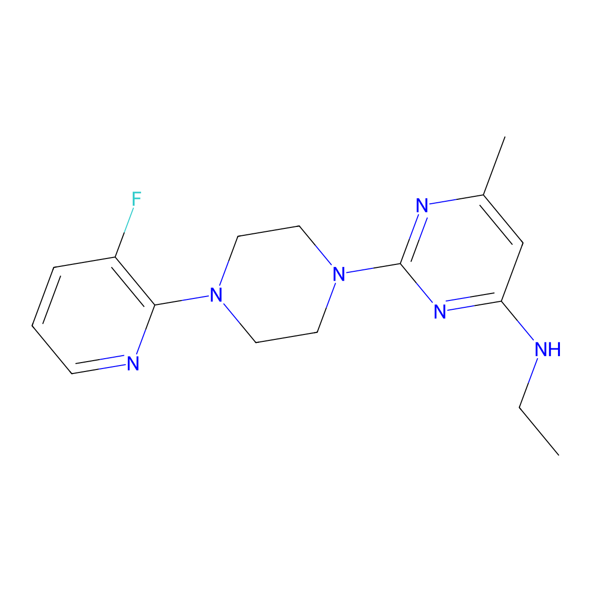 N-ethyl-2-[4-(3-fluoropyridin-2-yl)piperazin-1-yl]-6-methylpyrimidin-4-amine molecular structure, CAS 2877708-99-9