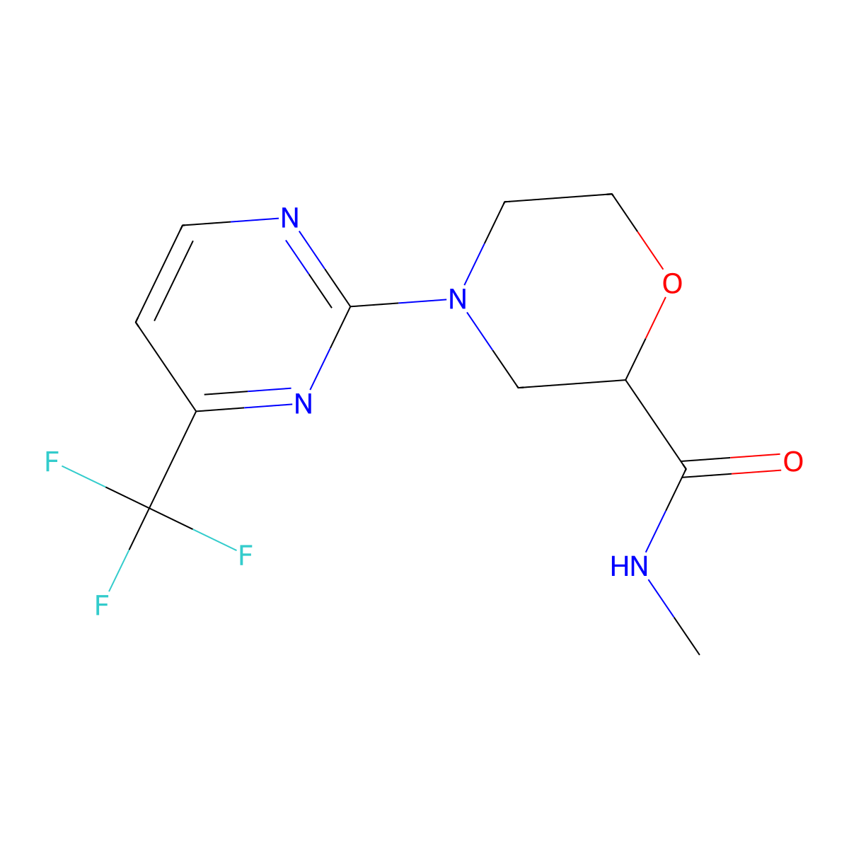 N-methyl-4-[4-(trifluoromethyl)pyrimidin-2-yl]morpholine-2-carboxamide molecular structure, CAS 2877709-18-5