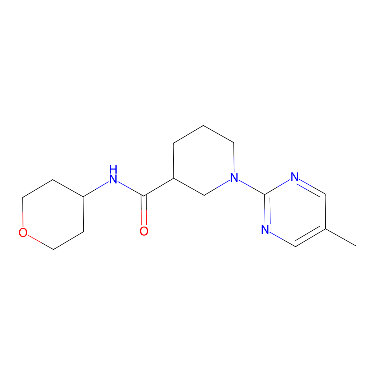 1-(5-methylpyrimidin-2-yl)-N-(oxan-4-yl)piperidine-3-carboxamide molecular structure, CAS 2877709-34-5