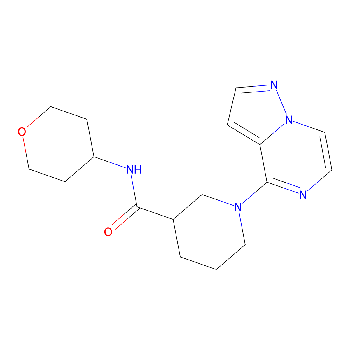N-(oxan-4-yl)-1-{pyrazolo[1,5-a]pyrazin-4-yl}piperidine-3-carboxamide molecular structure, CAS 2877709-35-6