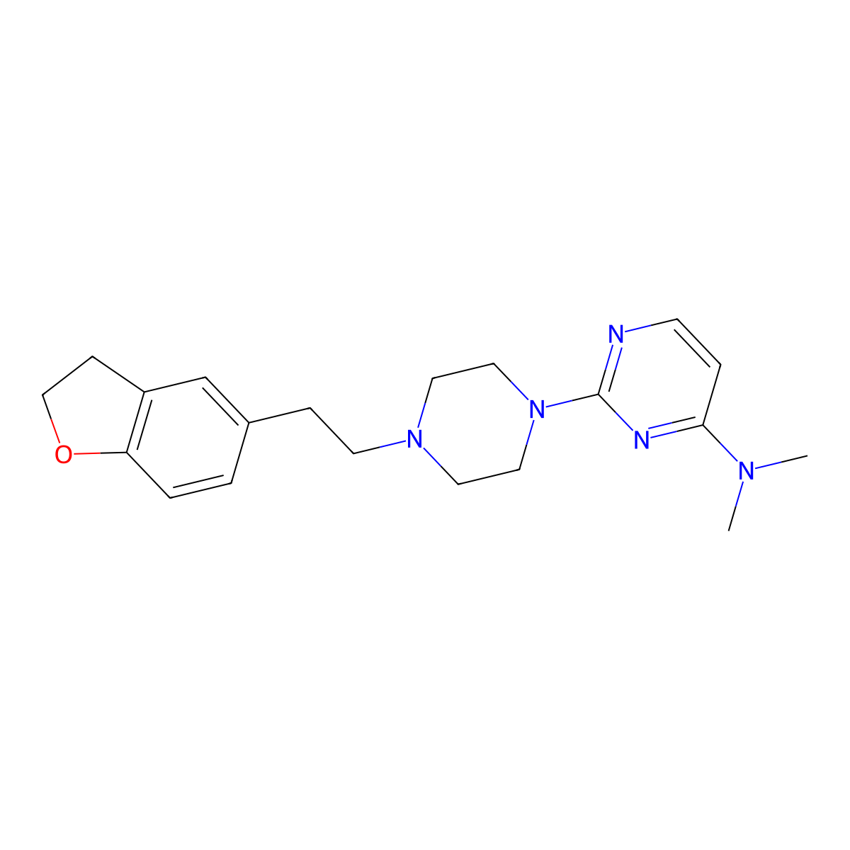 2-{4-[2-(2,3-dihydro-1-benzofuran-5-yl)ethyl]piperazin-1-yl}-N,N-dimethylpyrimidin-4-amine molecular structure, CAS 2877709-40-3