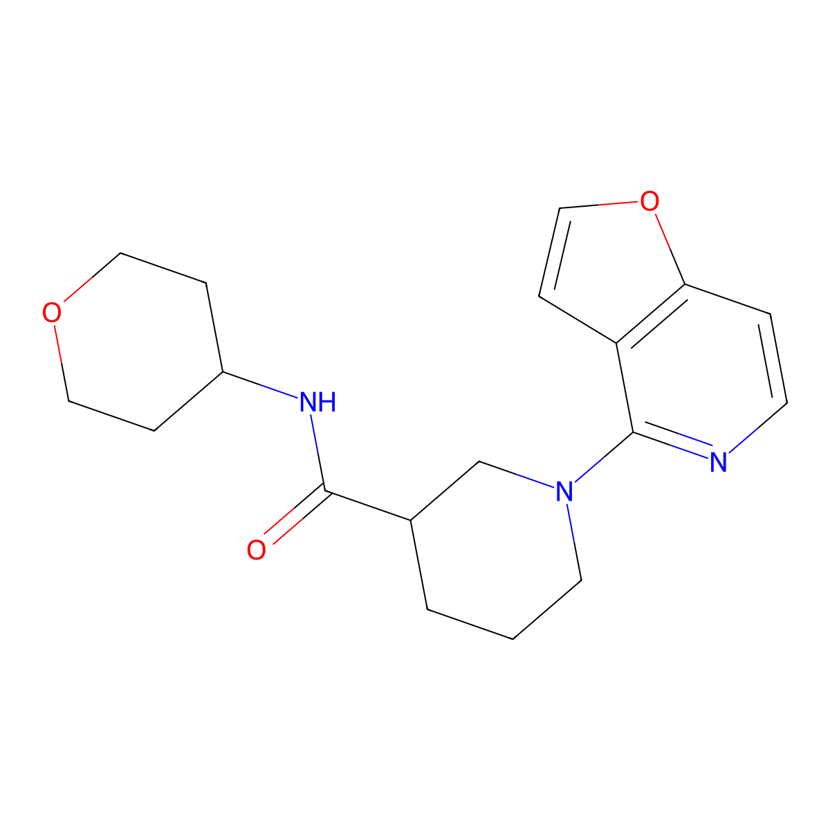 1-{furo[3,2-c]pyridin-4-yl}-N-(oxan-4-yl)piperidine-3-carboxamide molecular structure, CAS 2877709-42-5