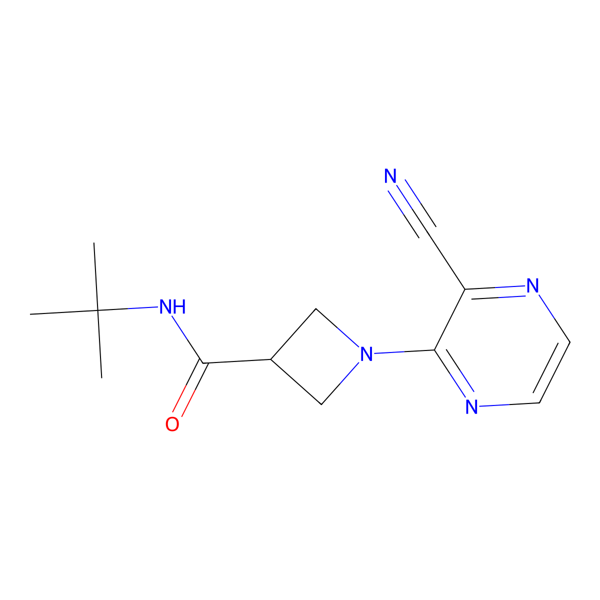 N-tert-butyl-1-(3-cyanopyrazin-2-yl)azetidine-3-carboxamide molecular structure, CAS 2877709-47-0