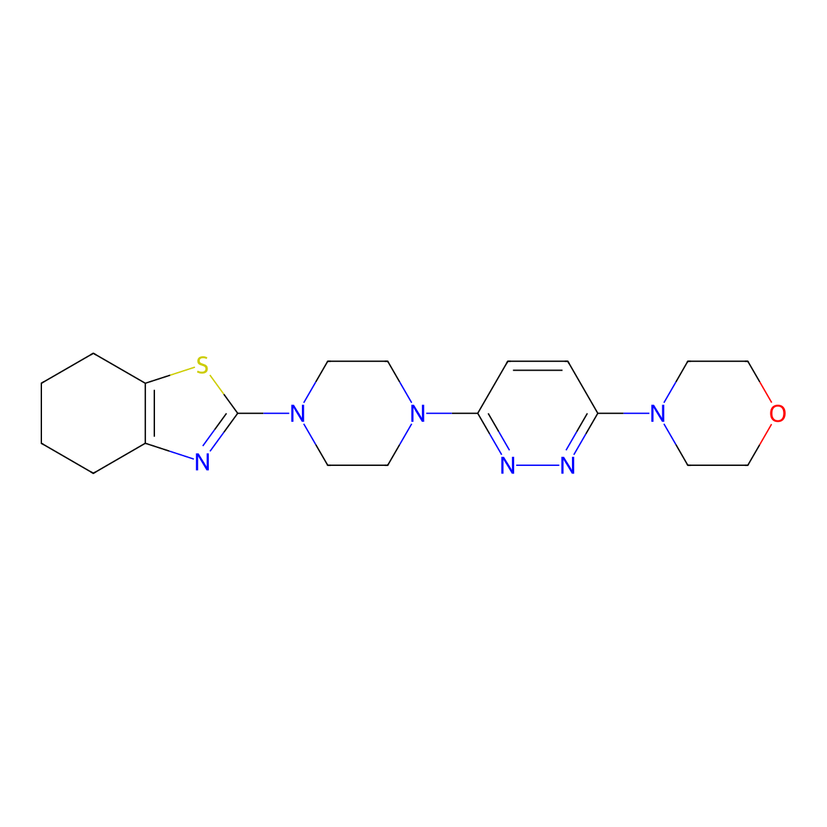 2-{4-[6-(Morpholin-4-yl)pyridazin-3-yl]piperazin-1-yl}-4,5,6,7-tetrahydro-1,3-benzothiazole molecular structure, CAS 2877709-51-6