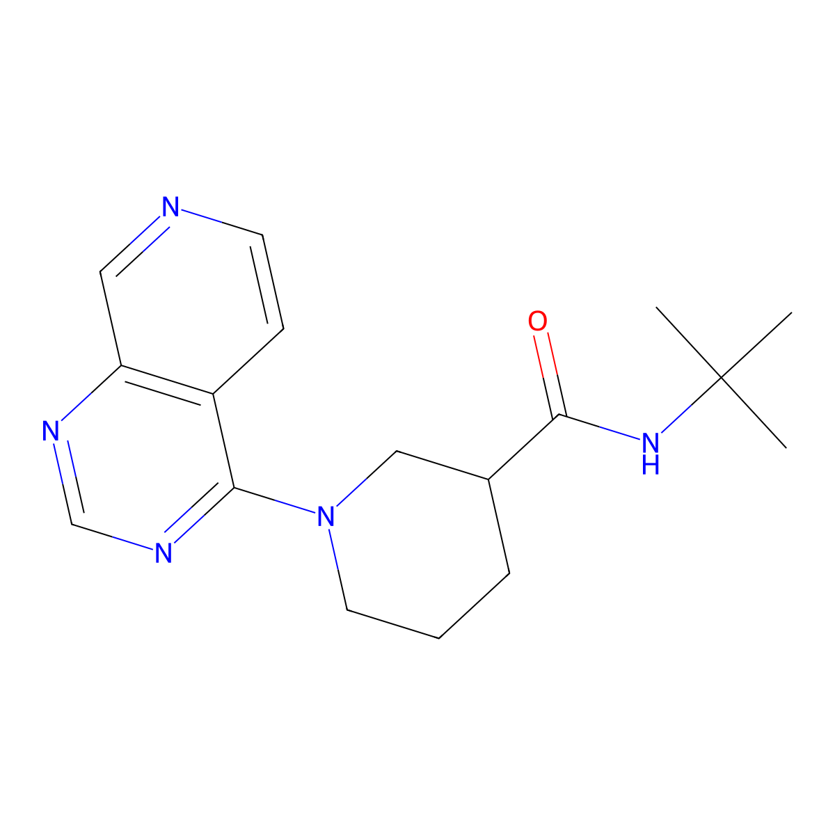 N-tert-butyl-1-{pyrido[3,4-d]pyrimidin-4-yl}piperidine-3-carboxamide molecular structure, CAS 2877709-53-8