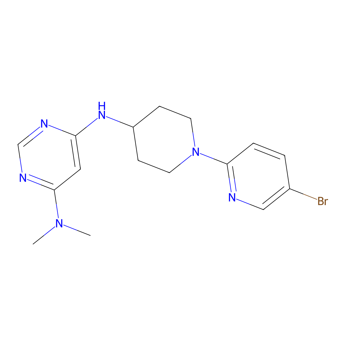 N6-[1-(5-bromopyridin-2-yl)piperidin-4-yl]-N4,N4-dimethylpyrimidine-4,6-diamine molecular structure, CAS 2877709-95-8